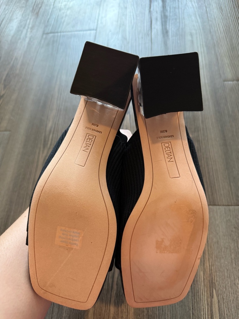 DELTAN Knit Black Mule Block Heels - Picture 5 of 5